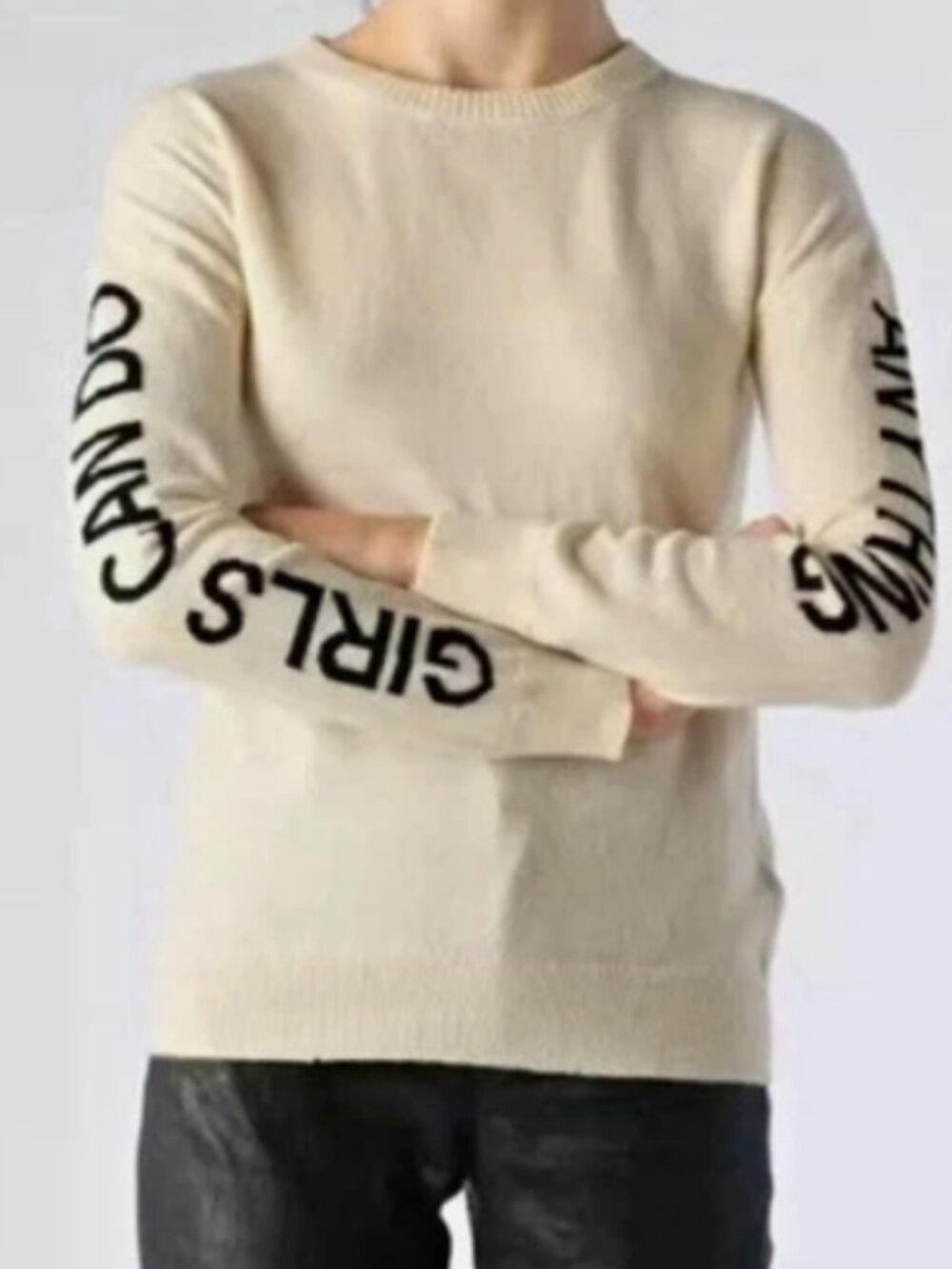 Zadig & Voltaire Girls Can Do Anything Sweater Cream Small Tags AS IS - Marks